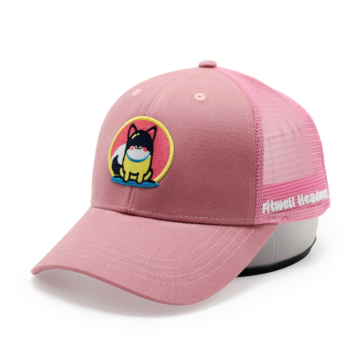 Cute Cartoon Dog Embroidery Mesh Trucker Hat for Adults and Kids