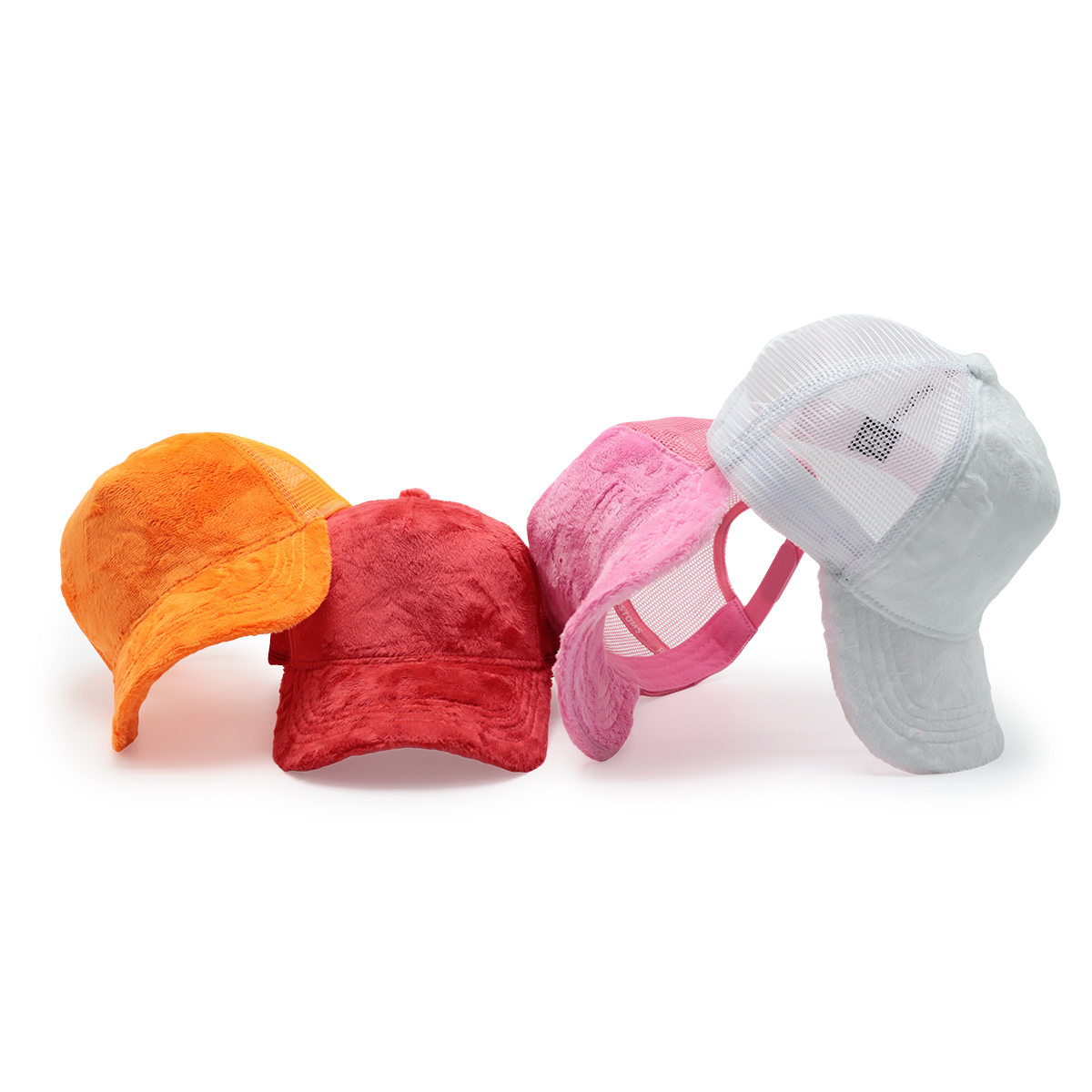 Solid Color Plush Trucker Cap – Soft Faux Fur Mesh Adjustable Hat