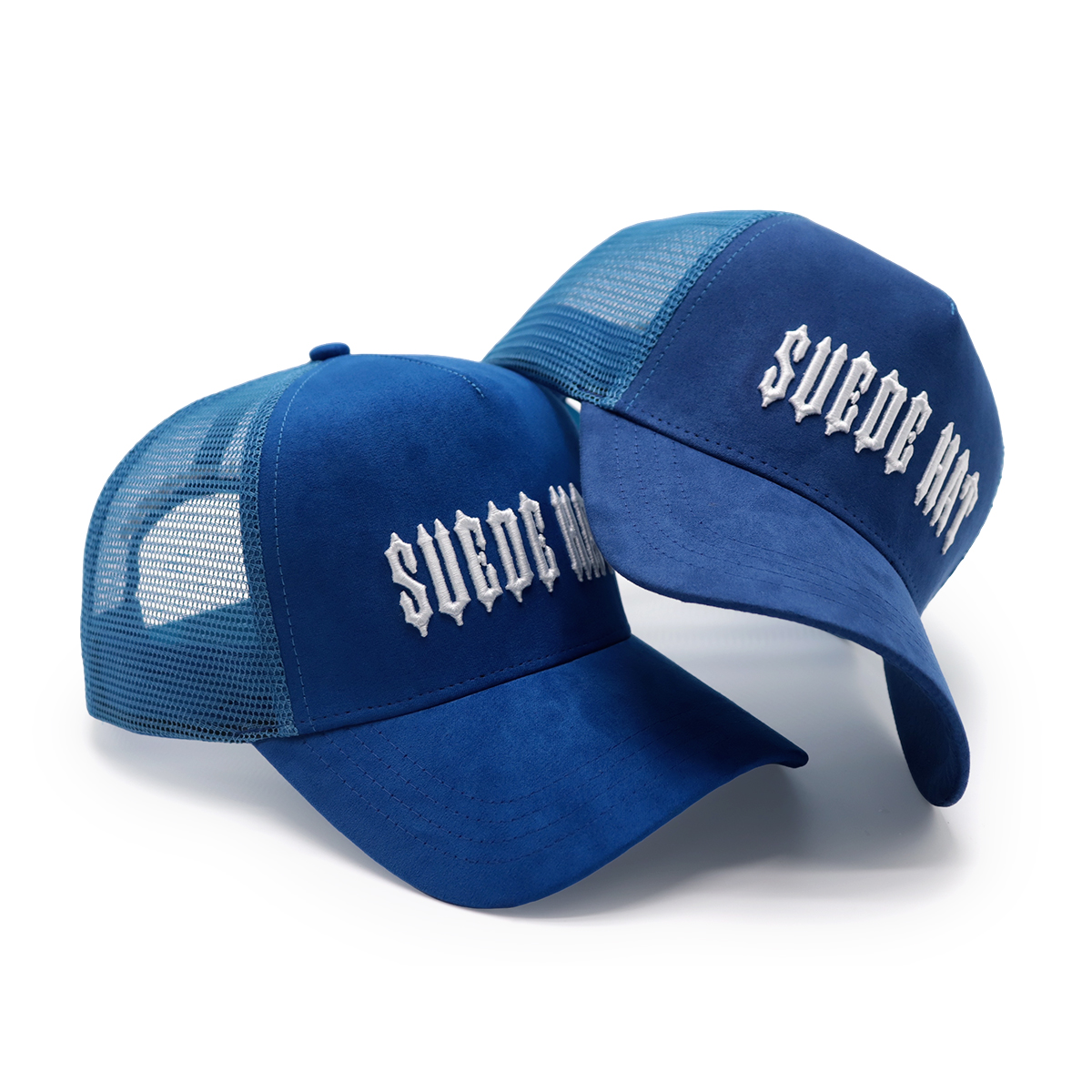 Suede Trucker Hat – Embroidered Snapback Cap, Mesh Baseball Hat in Yellow, Black, Purple, Unisex Adjustable