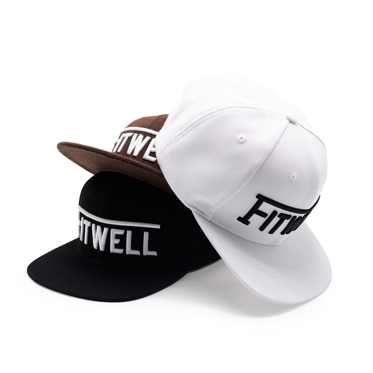 FTWELL 3D Embroidered Flat Brim Snapback Cap – Unisex Adjustable Street Hat
