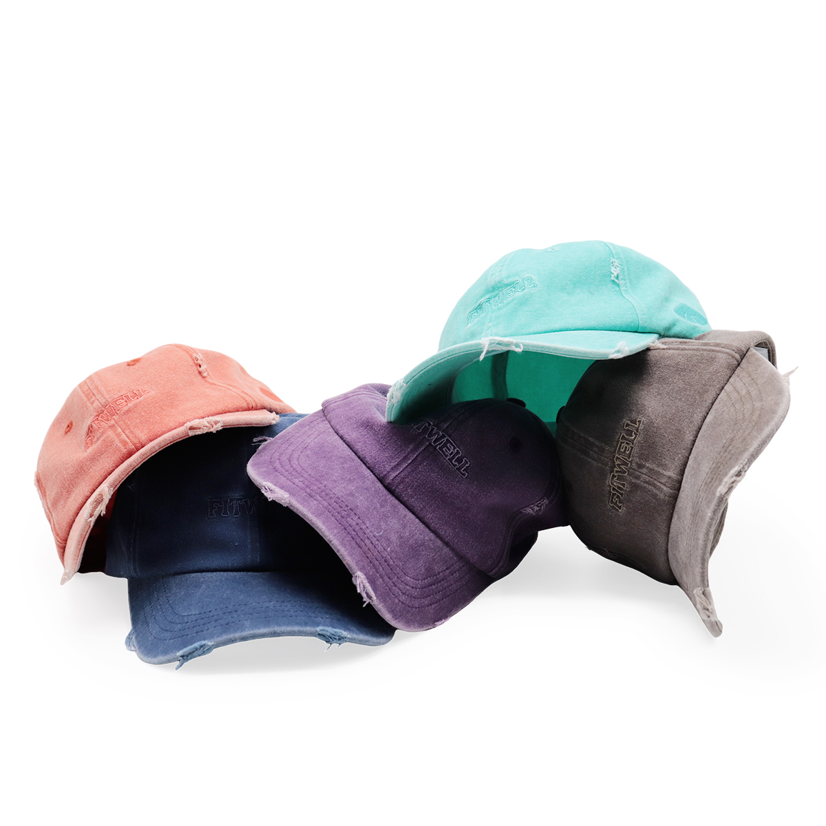 FITWELL Vintage Washed Baseball Cap | Unisex Adjustable Dad Hat in Multiple Colors