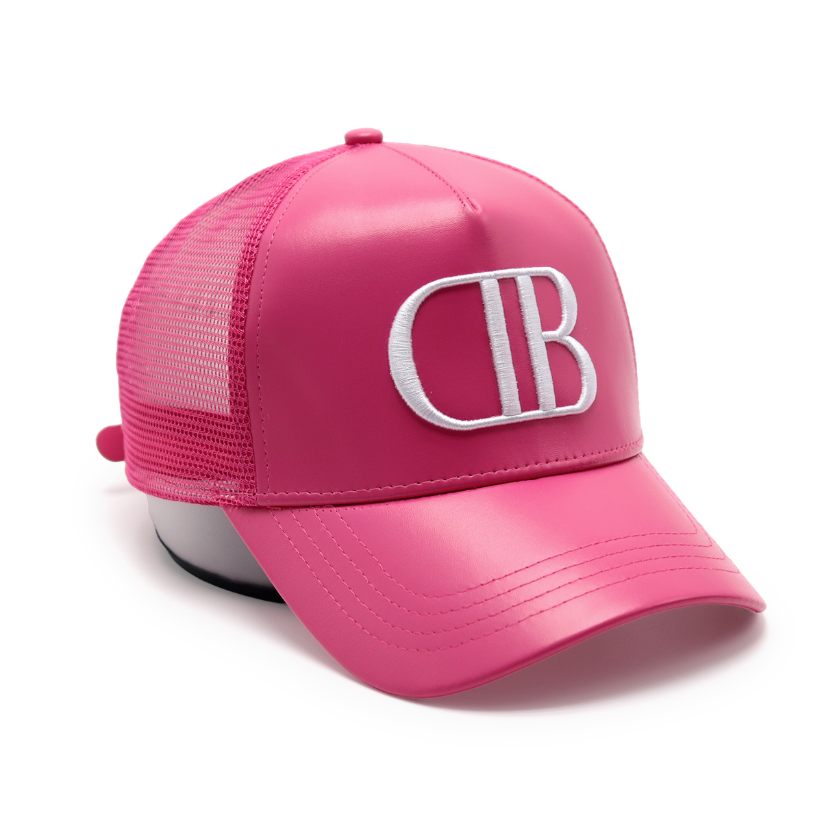 Colorful Leather Trucker Cap – 3D Embroidered Letter Mesh Baseball Hat