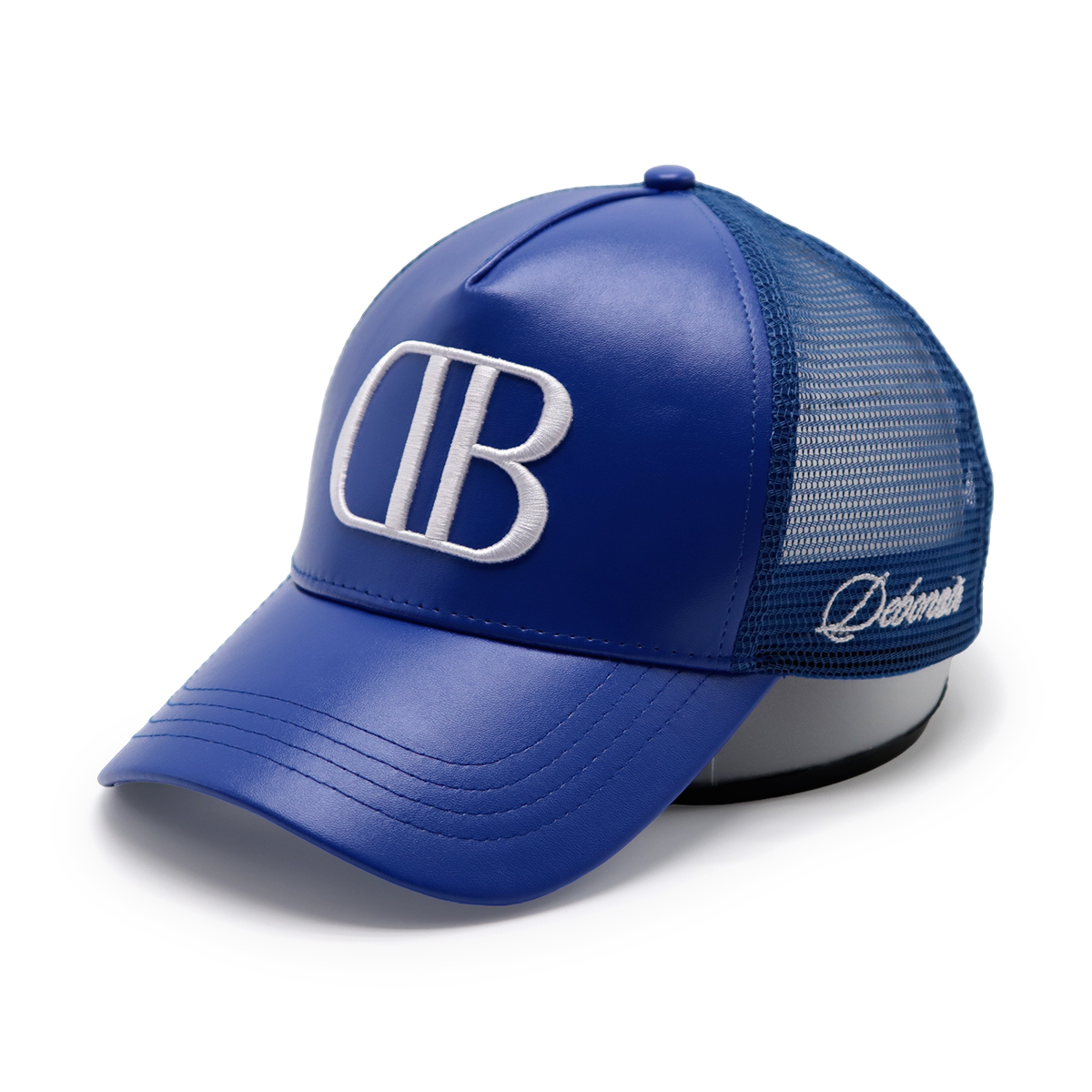 Colorful Leather Trucker Cap – 3D Embroidered Letter Mesh Baseball Hat