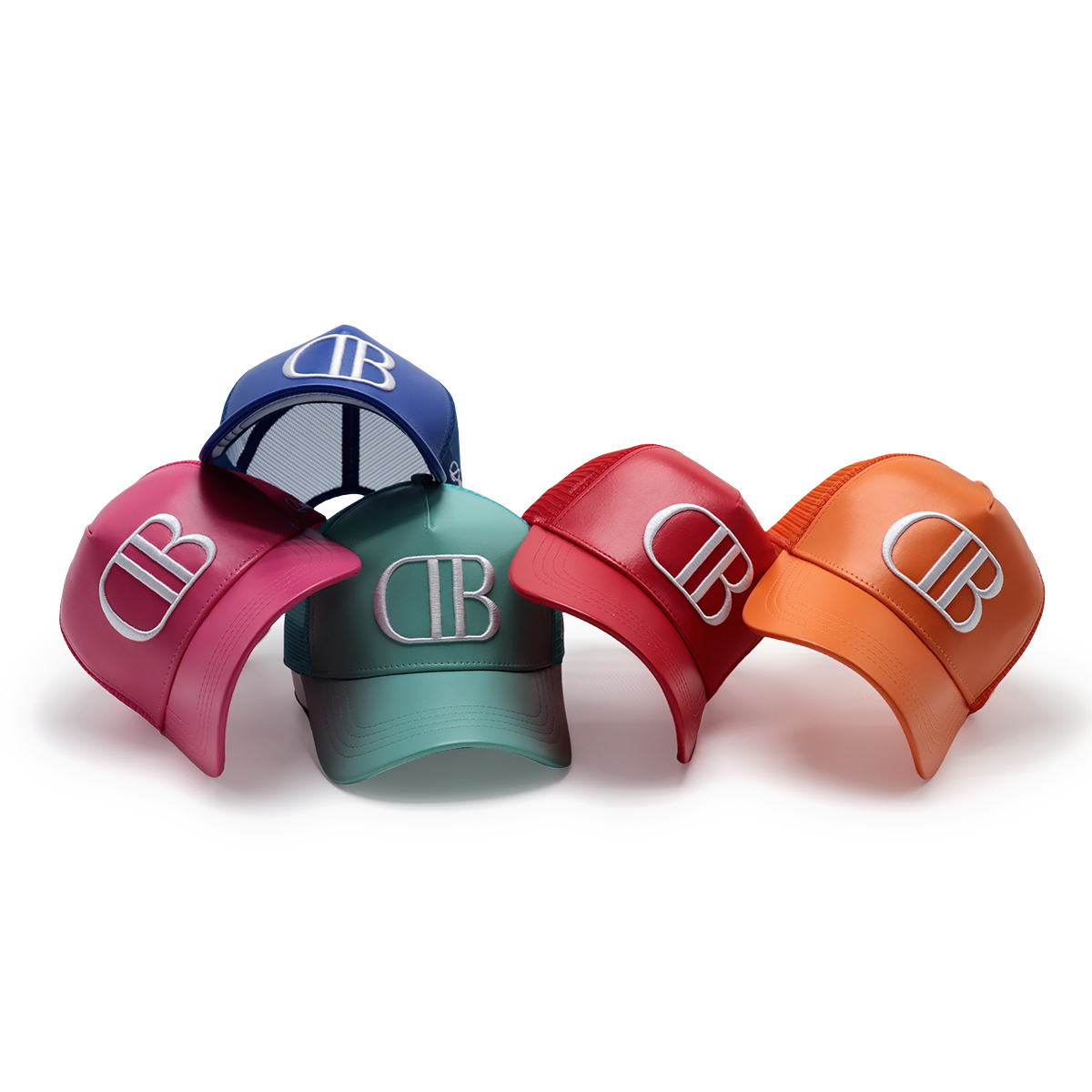 Colorful Leather Trucker Cap – 3D Embroidered Letter Mesh Baseball Hat