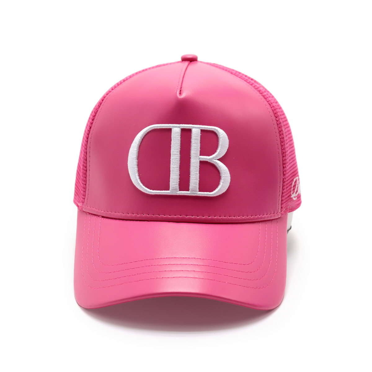 Colorful Leather Trucker Cap – 3D Embroidered Letter Mesh Baseball Hat