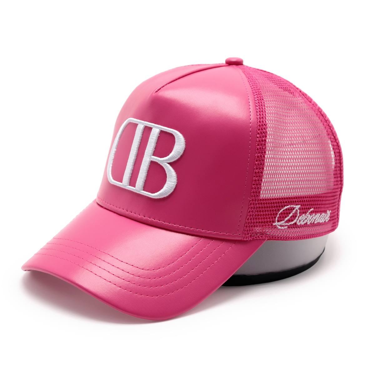 Colorful Leather Trucker Cap – 3D Embroidered Letter Mesh Baseball Hat