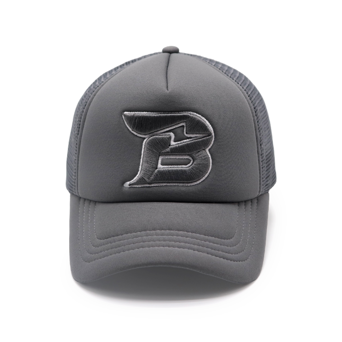 3D Embroidered B Trucker Hat – Light Blue Mesh Snapback Cap, Custom Baseball Hat, Unisex Adjustable