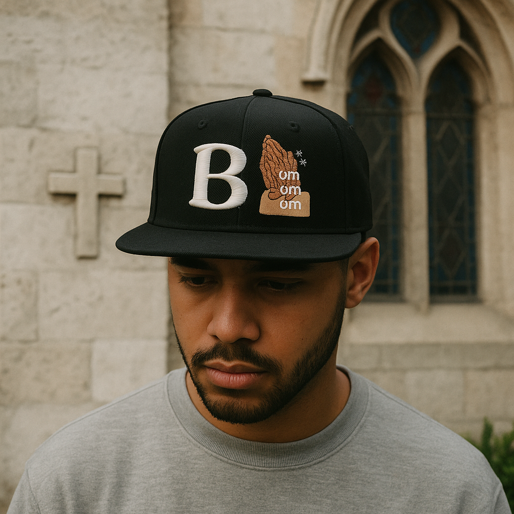 B Letter & Praying Hands 3D Embroidered Snapback Hat