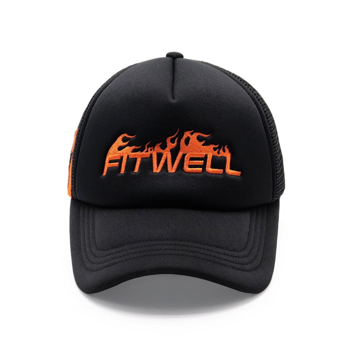 Fitwell Flame Embroidery Trucker Cap Adjustable Mesh Baseball Hat for Men and Women