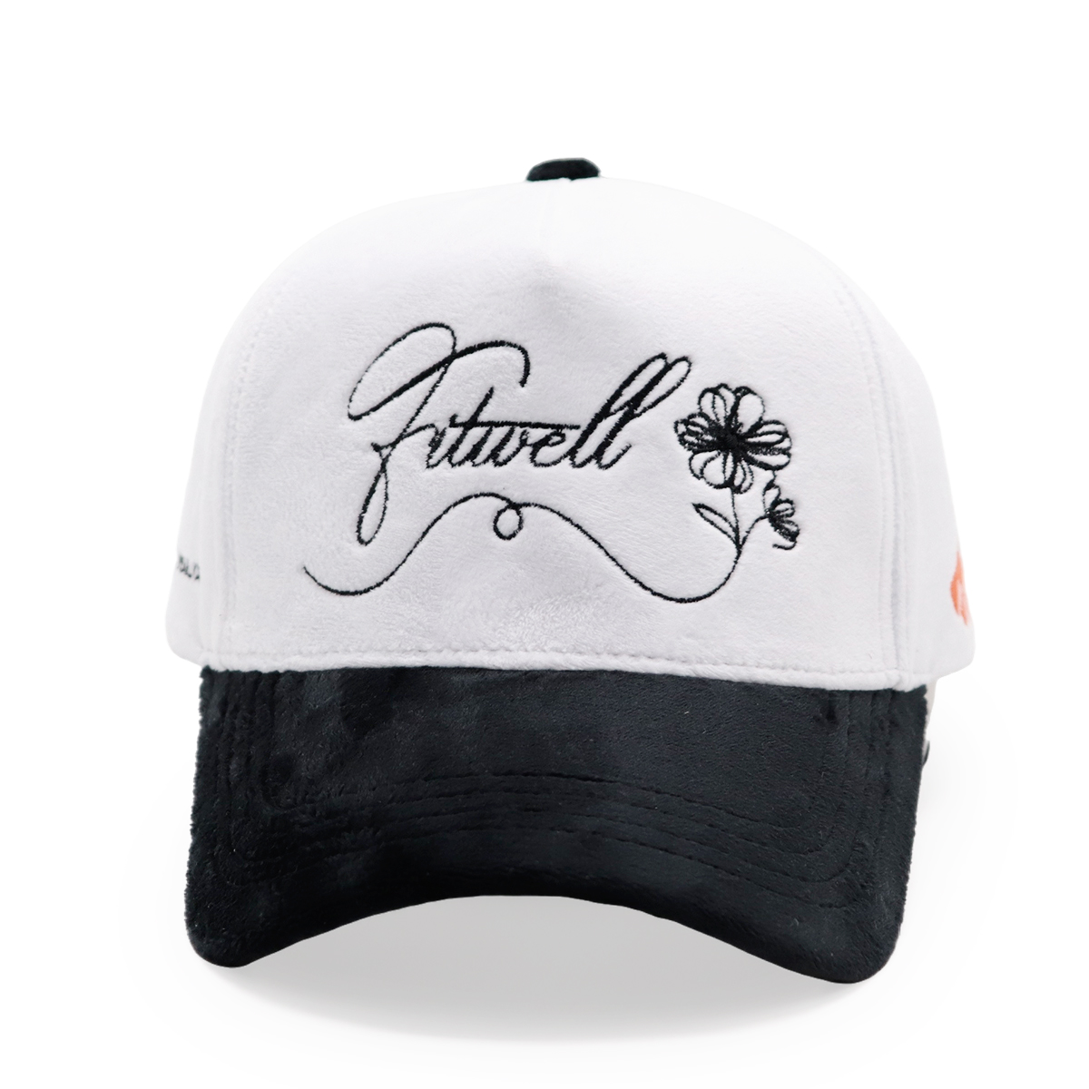 Velvet Embroidered Baseball Cap – Elegant Script & Floral Design, Unisex, Adjustable
