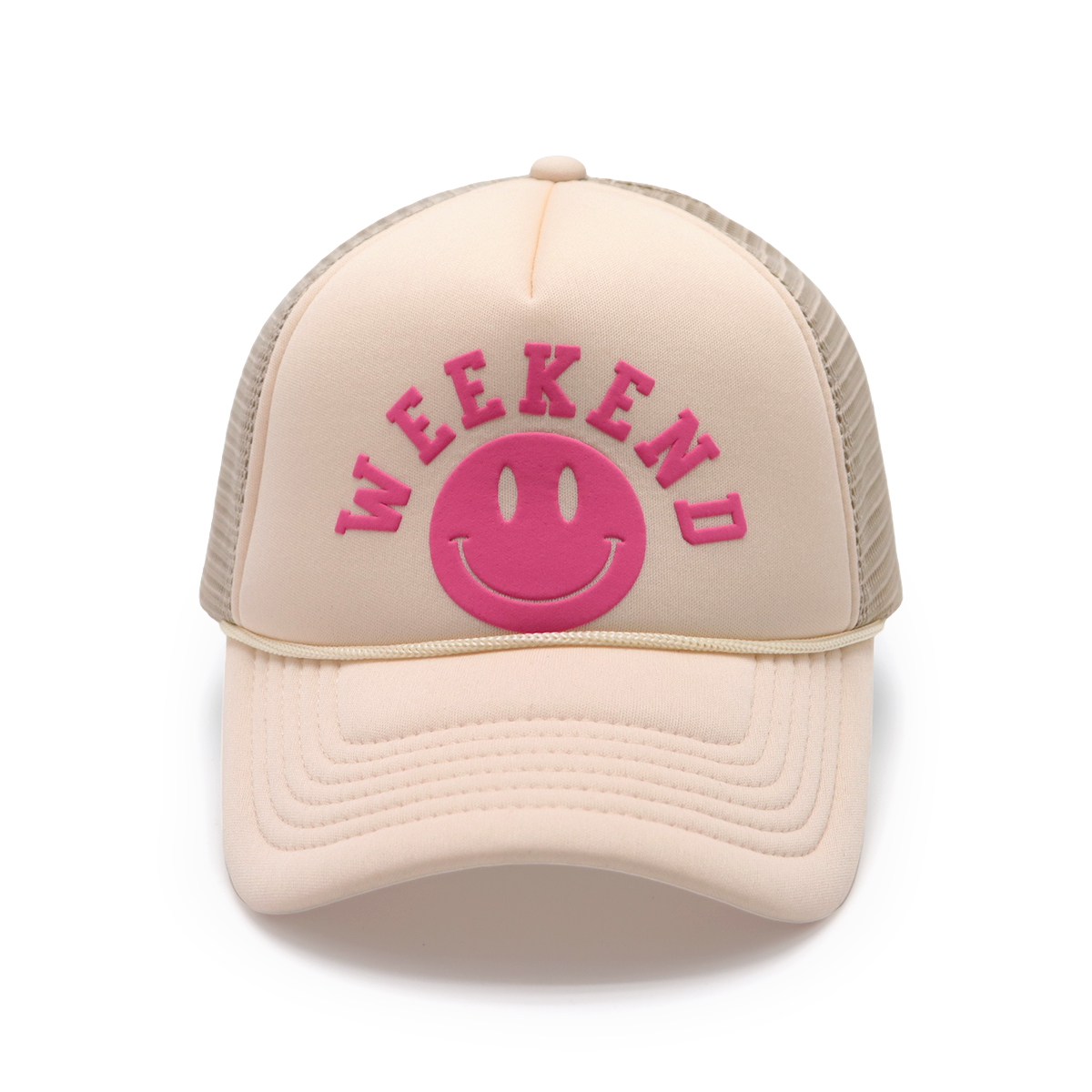 Fashion Smiley Foam Print Trucker Cap Adjustable Baseball Hat for Men and Women