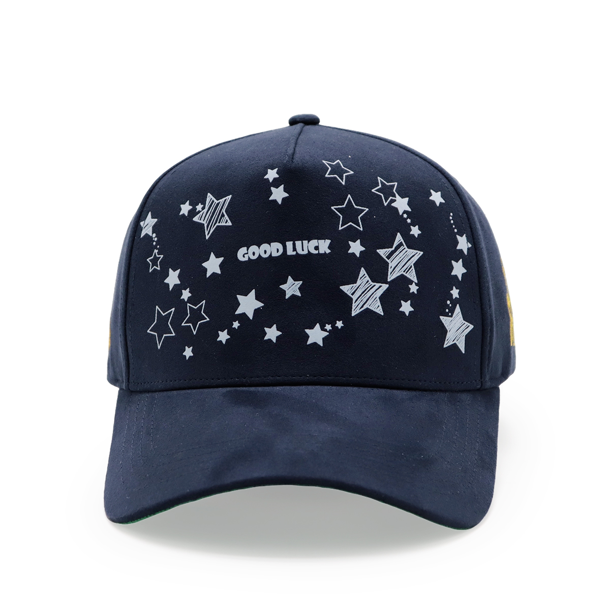 Suede Baseball Cap with English Heat Transfer Logo & Star Pattern, Adjustable Unisex Outdoor Sun Hat (Black/Beige)