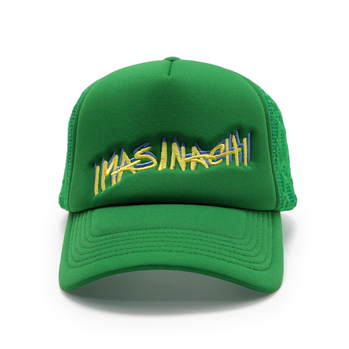 IMASINASHI Custom Trucker Hats with 3D Embroidery and Geometric Mesh