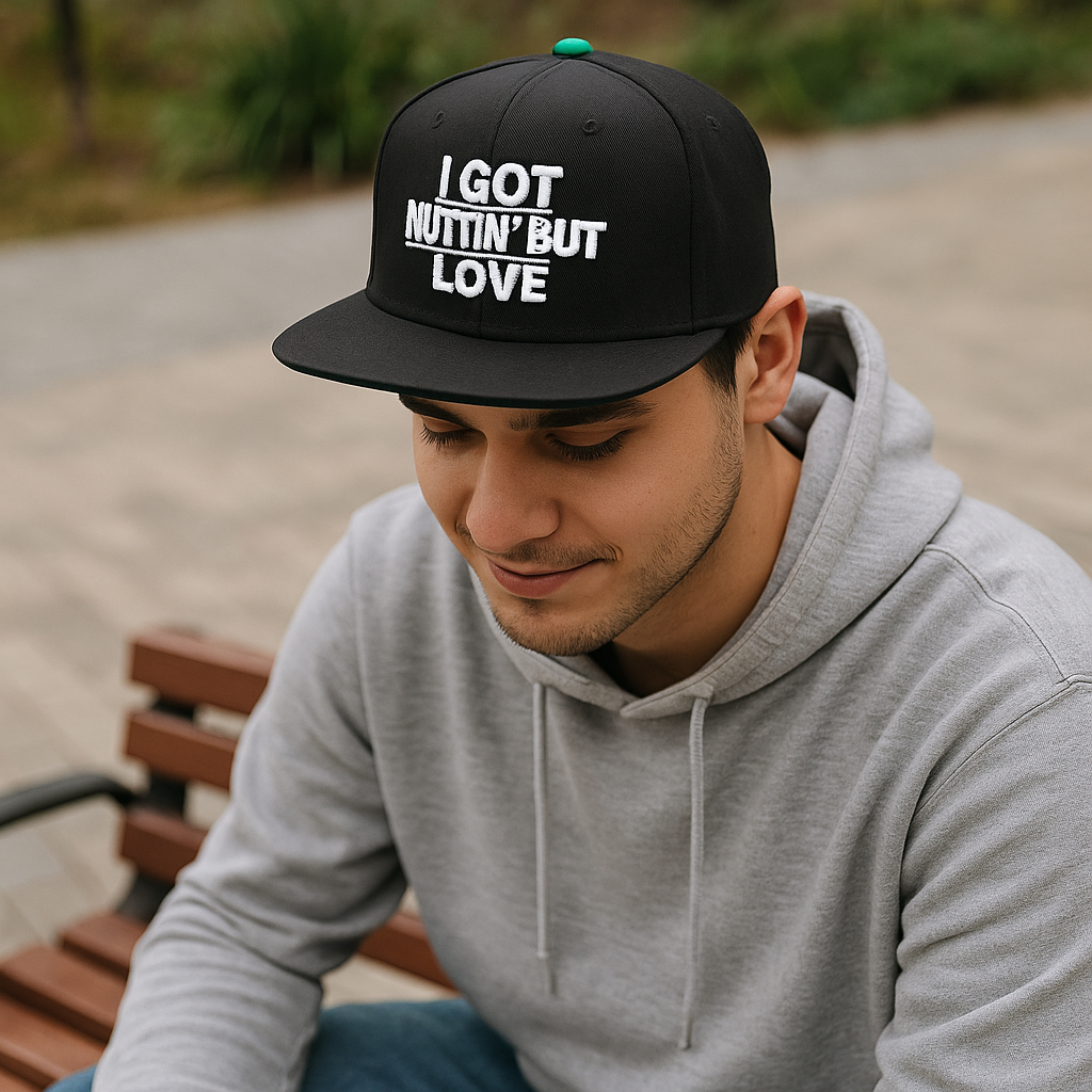 I GOT NUTTIN' BUT LOVE 3D Embroidered Black Snapback Hat