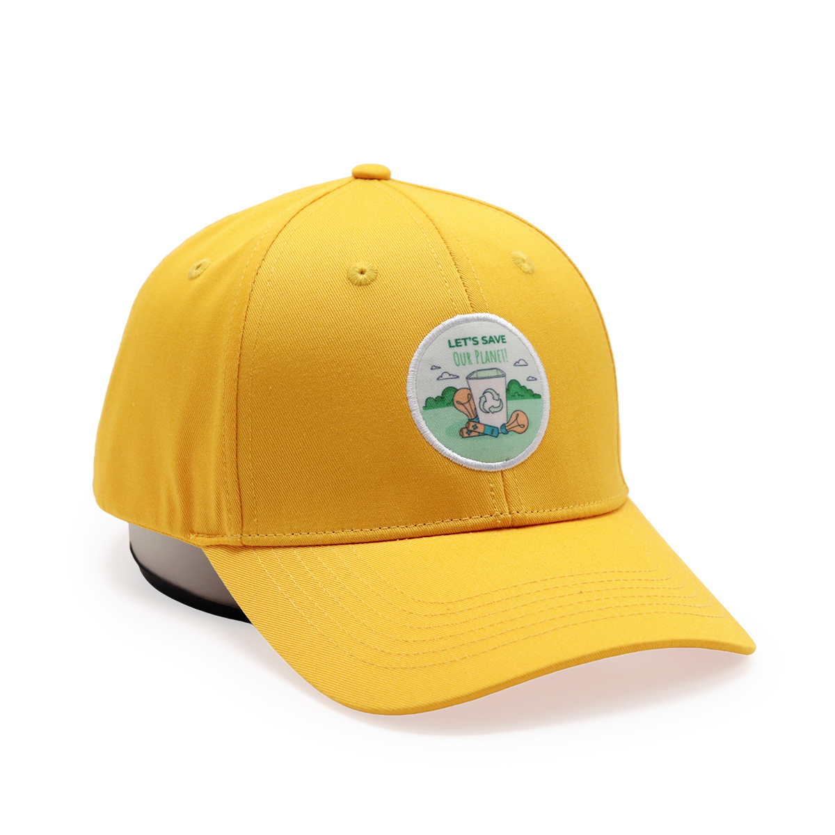 FITWELL Eco-Friendly Woven Patch Baseball Cap Recycled Material Unisex Adjustable Hat