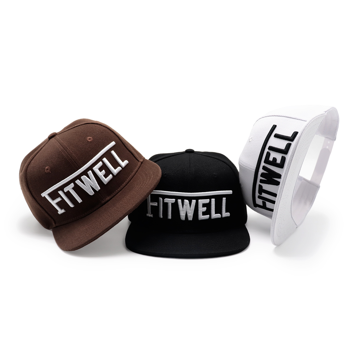 FTWELL 3D Embroidered Flat Brim Snapback Cap – Unisex Adjustable Street Hat