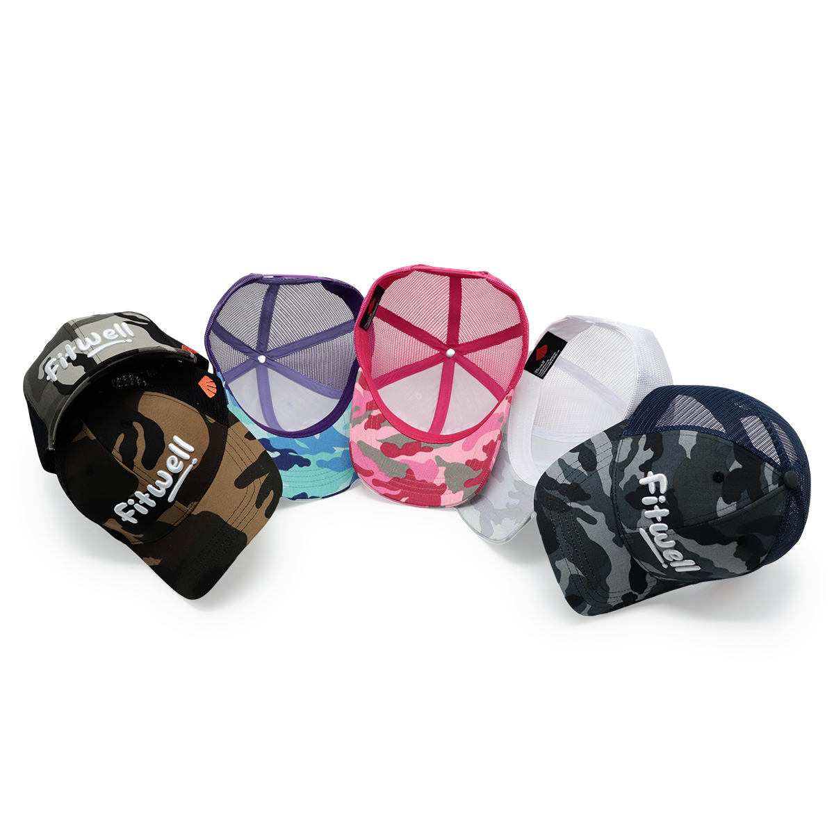 Fitwell Camouflage Embroidery Mesh Trucker Hat | Unisex Camo Baseball Cap