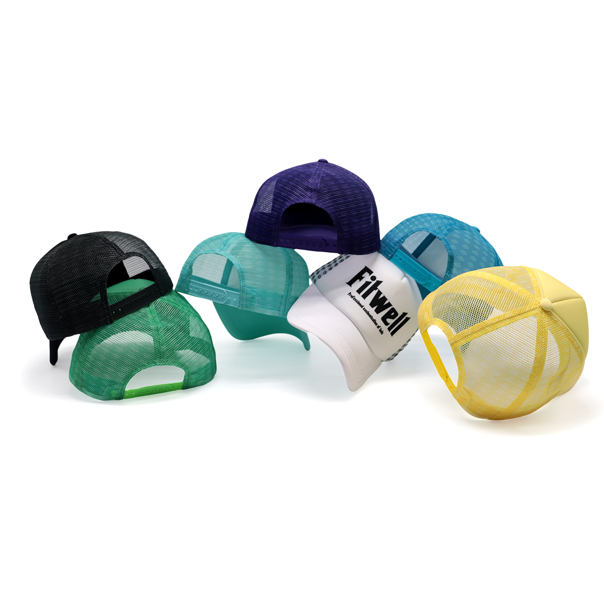 Mint Green Trucker Cap with Printed Fitwell Logo | Custom Mesh Snapback Hat