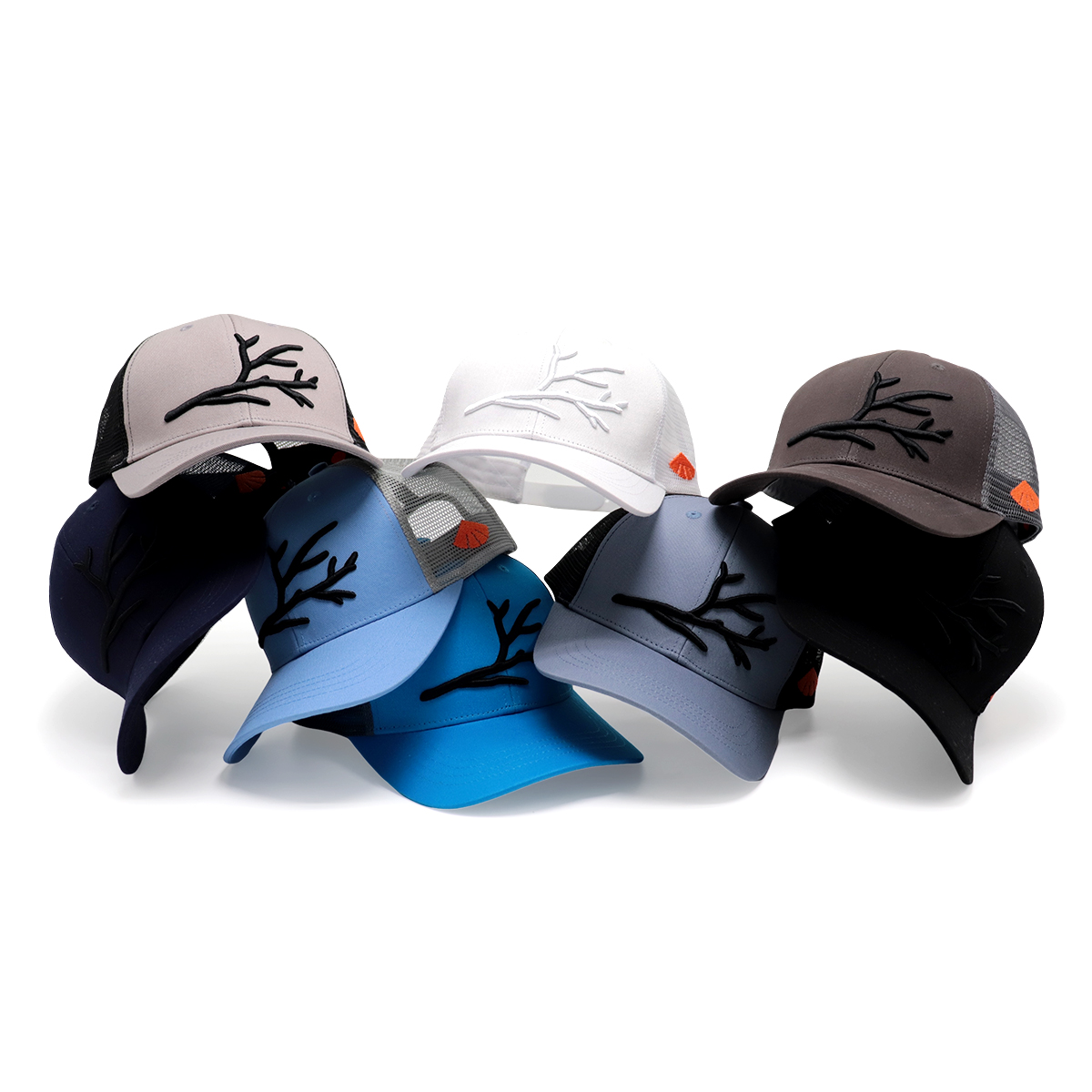 3D Branch Embroidery Mesh Trucker Hat | Minimalist Unisex Baseball Cap
