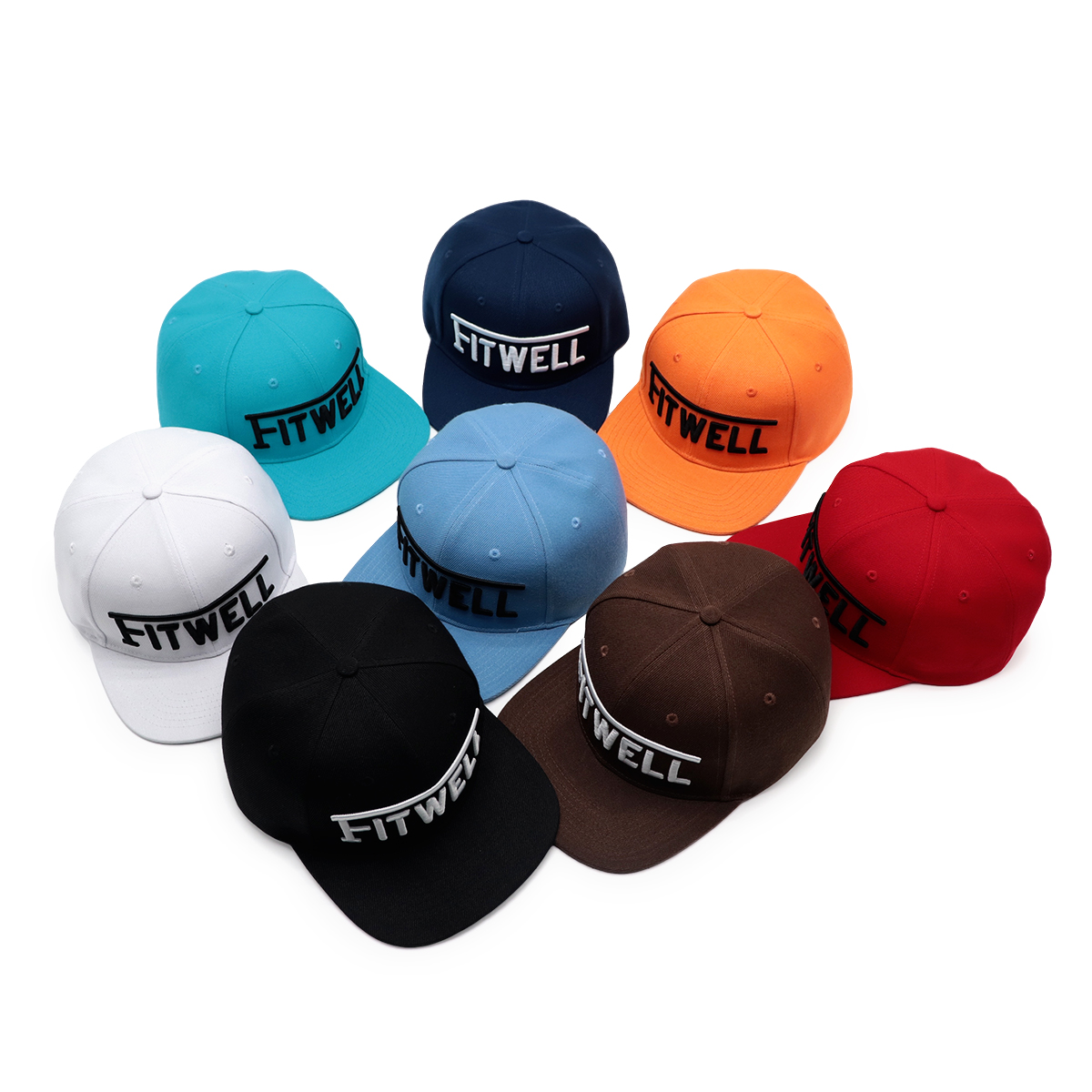 FTWELL 3D Embroidered Flat Brim Snapback Cap – Unisex Adjustable Street Hat