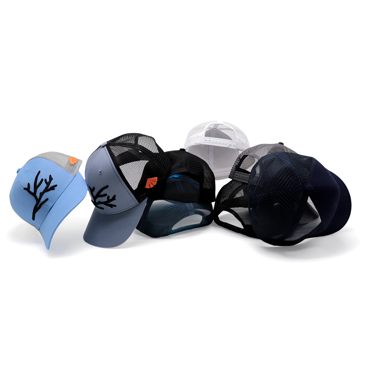 3D Branch Embroidery Mesh Trucker Hat | Minimalist Unisex Baseball Cap
