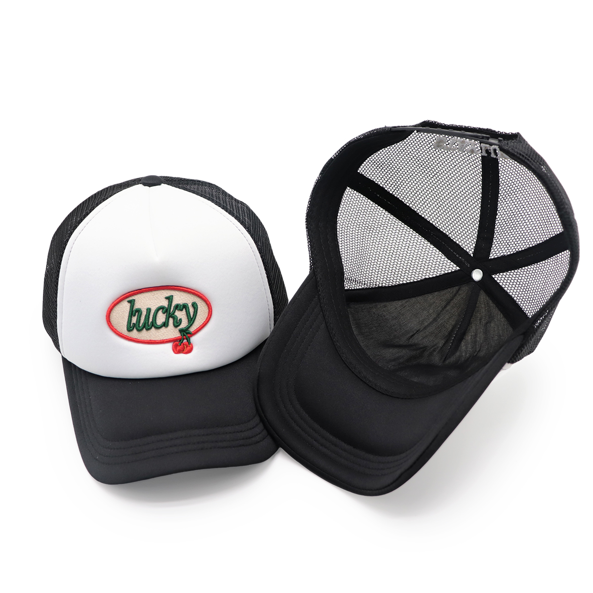 5 Panel Foam Mesh Back Trucker Cap &quotLucky
