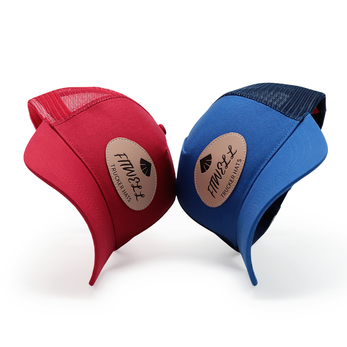 Custom Leather Patch Trucker Hat – Mesh Back Snapback Cap with Logo Badge
