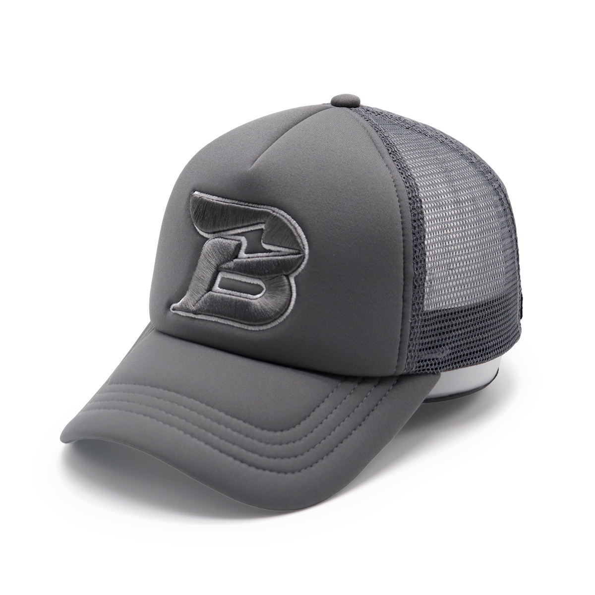 3D Embroidered B Trucker Hat – Light Blue Mesh Snapback Cap, Custom Baseball Hat, Unisex Adjustable