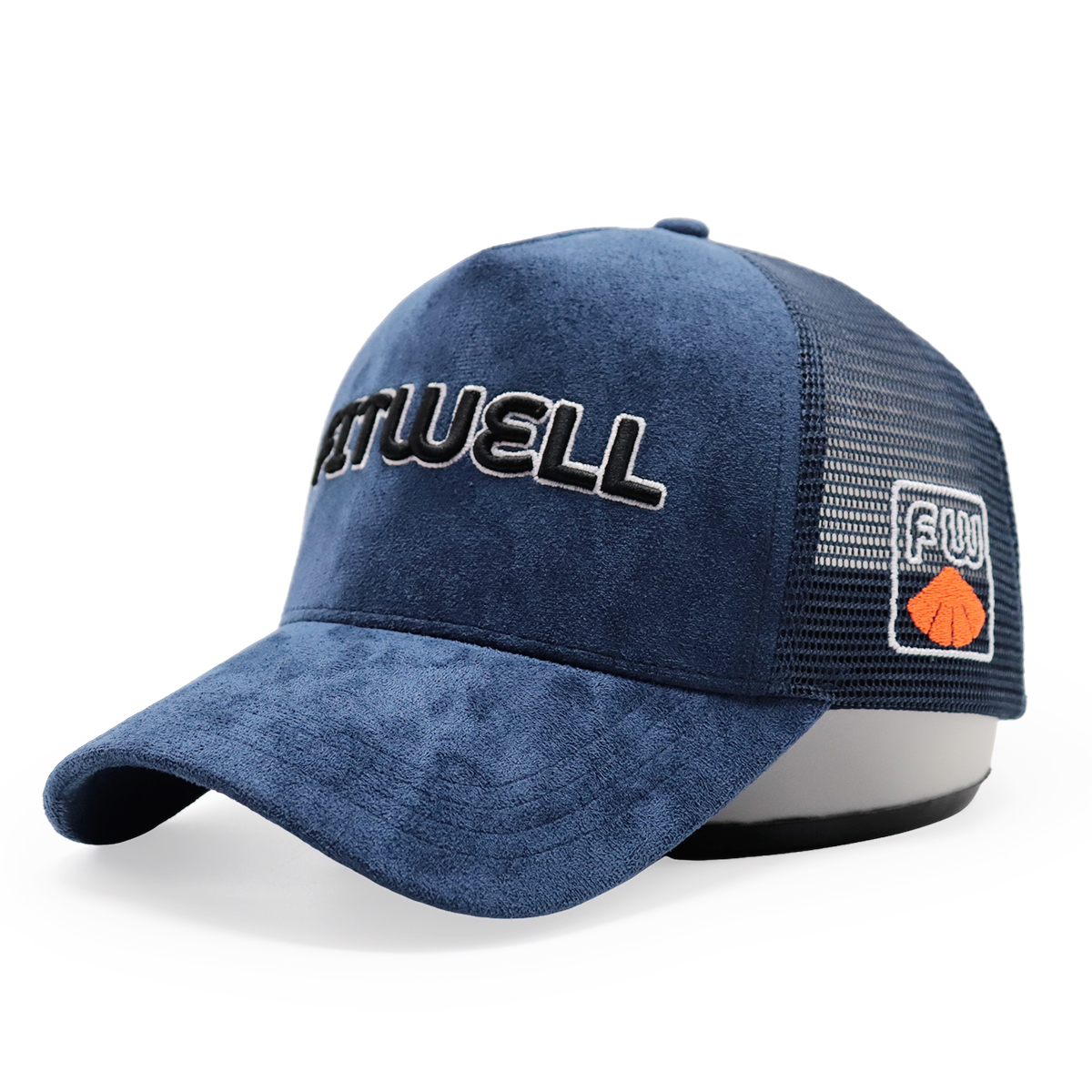FITWELL 3D Embroidered Suede Mesh Trucker Cap – Multi-color Snapback Hat