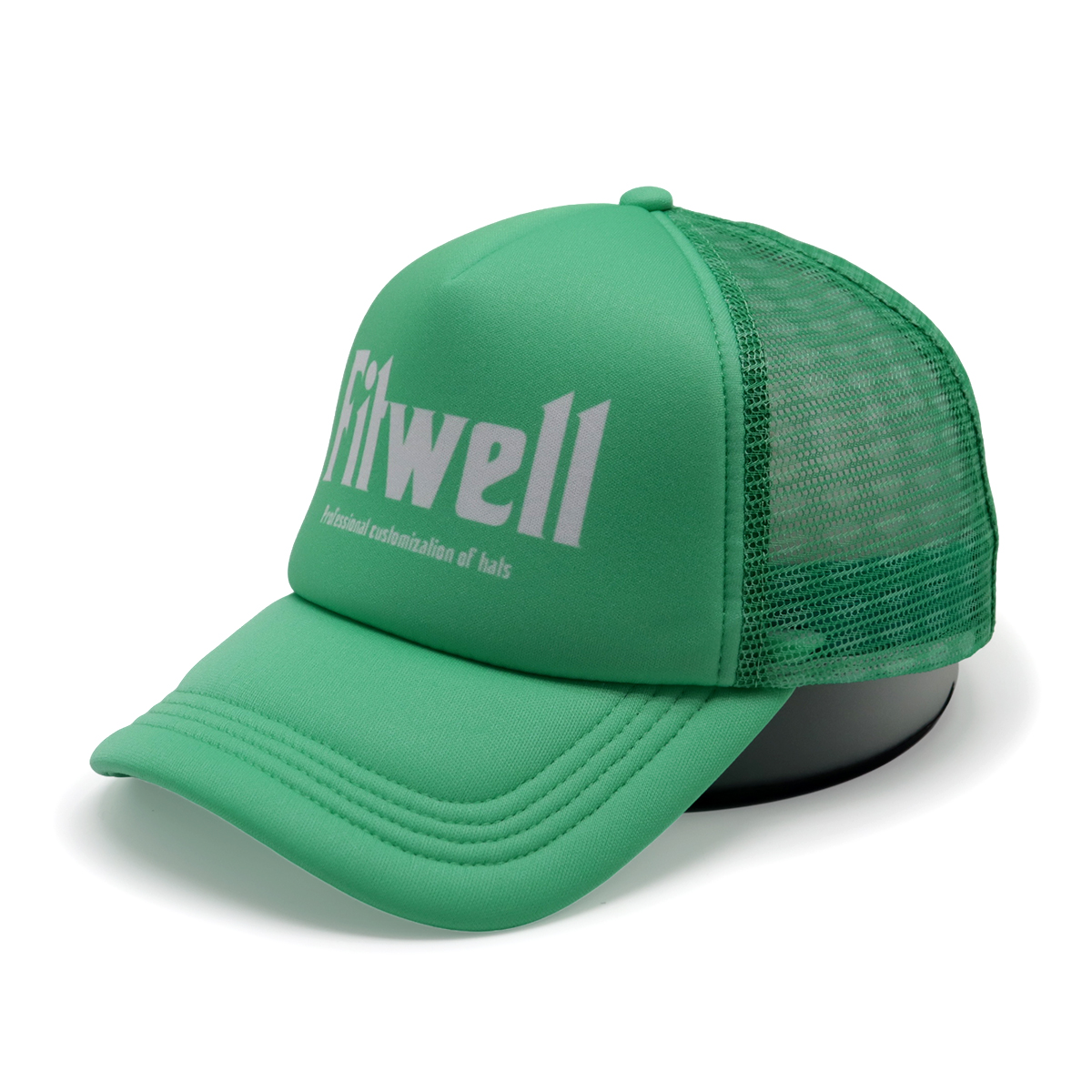 Mint Green Trucker Cap with Printed Fitwell Logo | Custom Mesh Snapback Hat