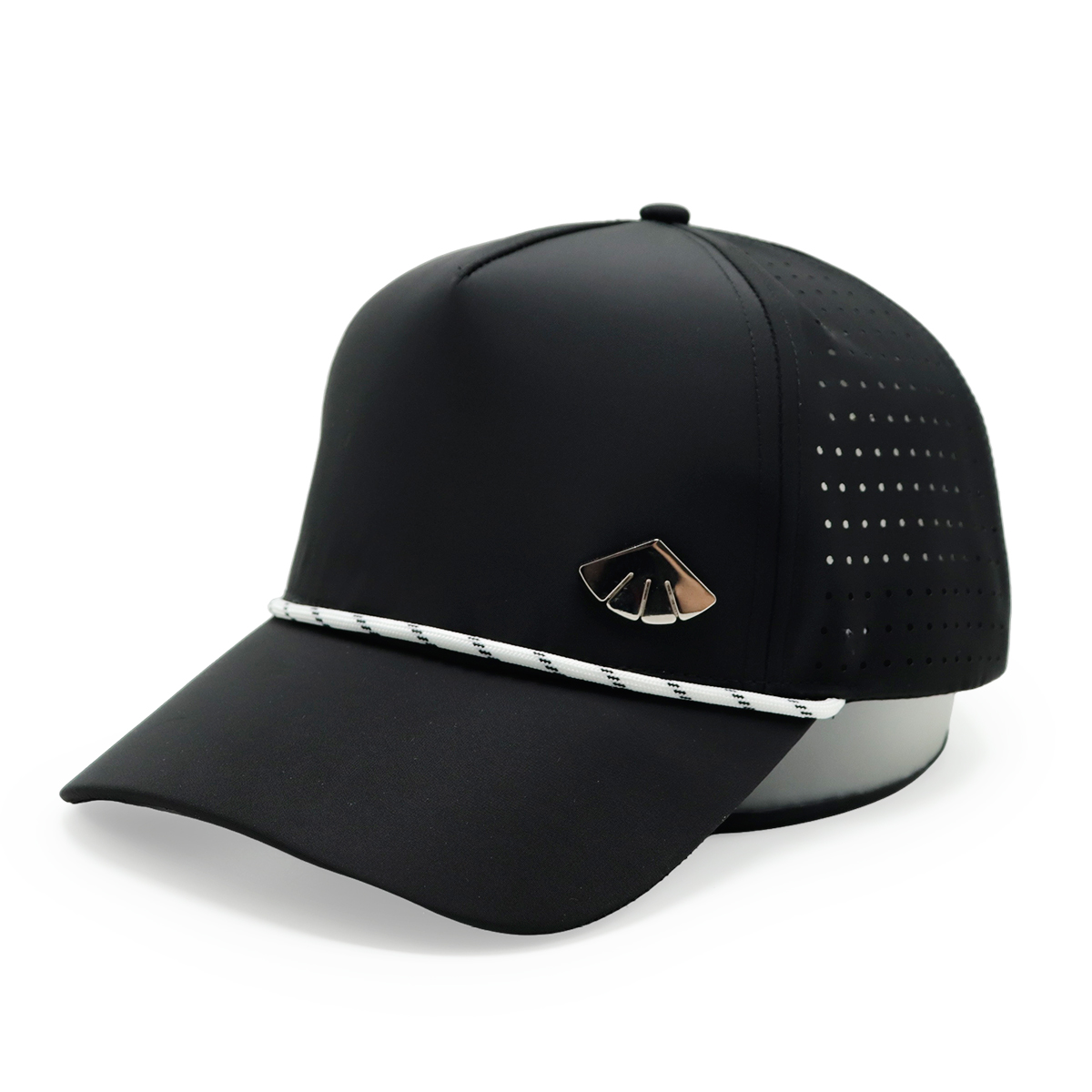 Laser Perforated Baseball Cap with Metal Badge – Adjustable, Breathable, Unisex