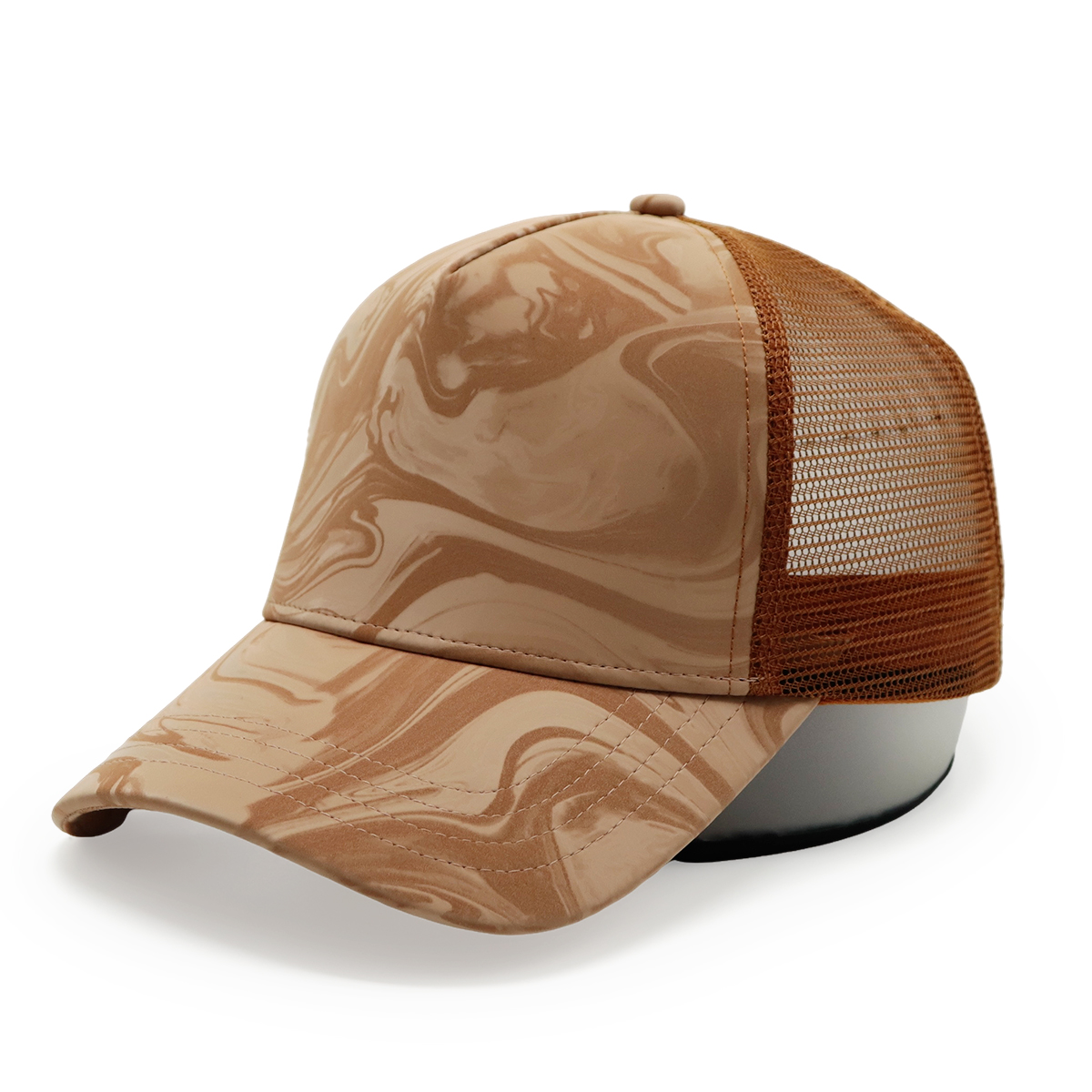 Fitwell Water Ripple Glossy Trucker Cap, Minimalist Mesh Hat, Custom Shiny Effect Outdoor Cap