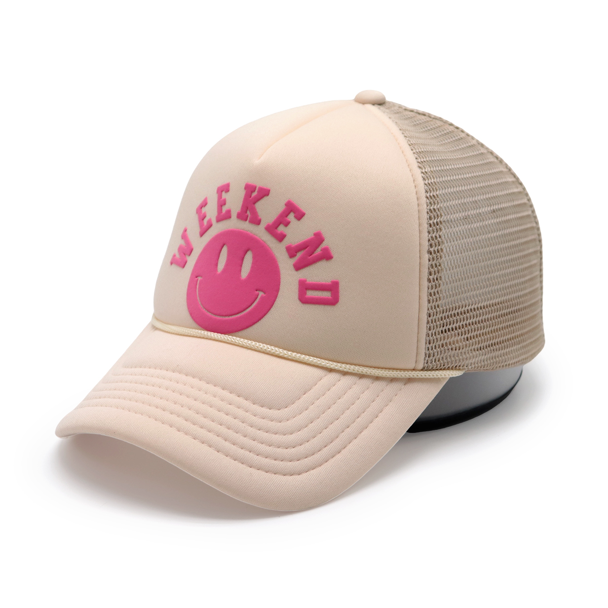 Fashion Smiley Foam Print Trucker Cap Adjustable Baseball Hat for Men and Women