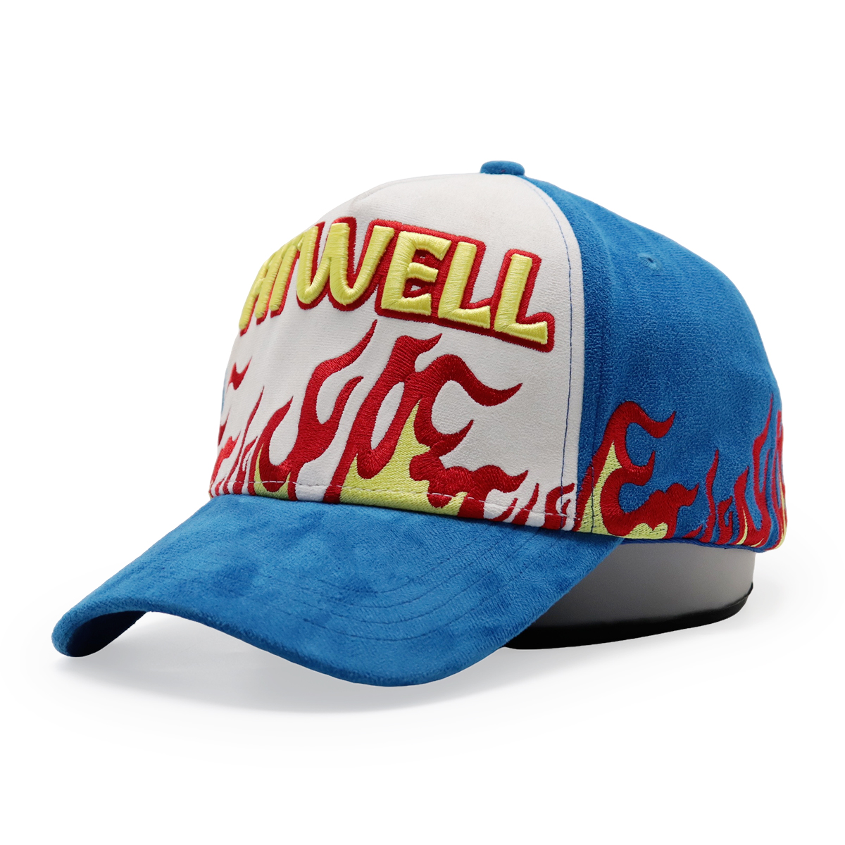 Faux Suede Flame Embroidered Baseball Cap – Trendy Streetwear, Unisex, Adjustable