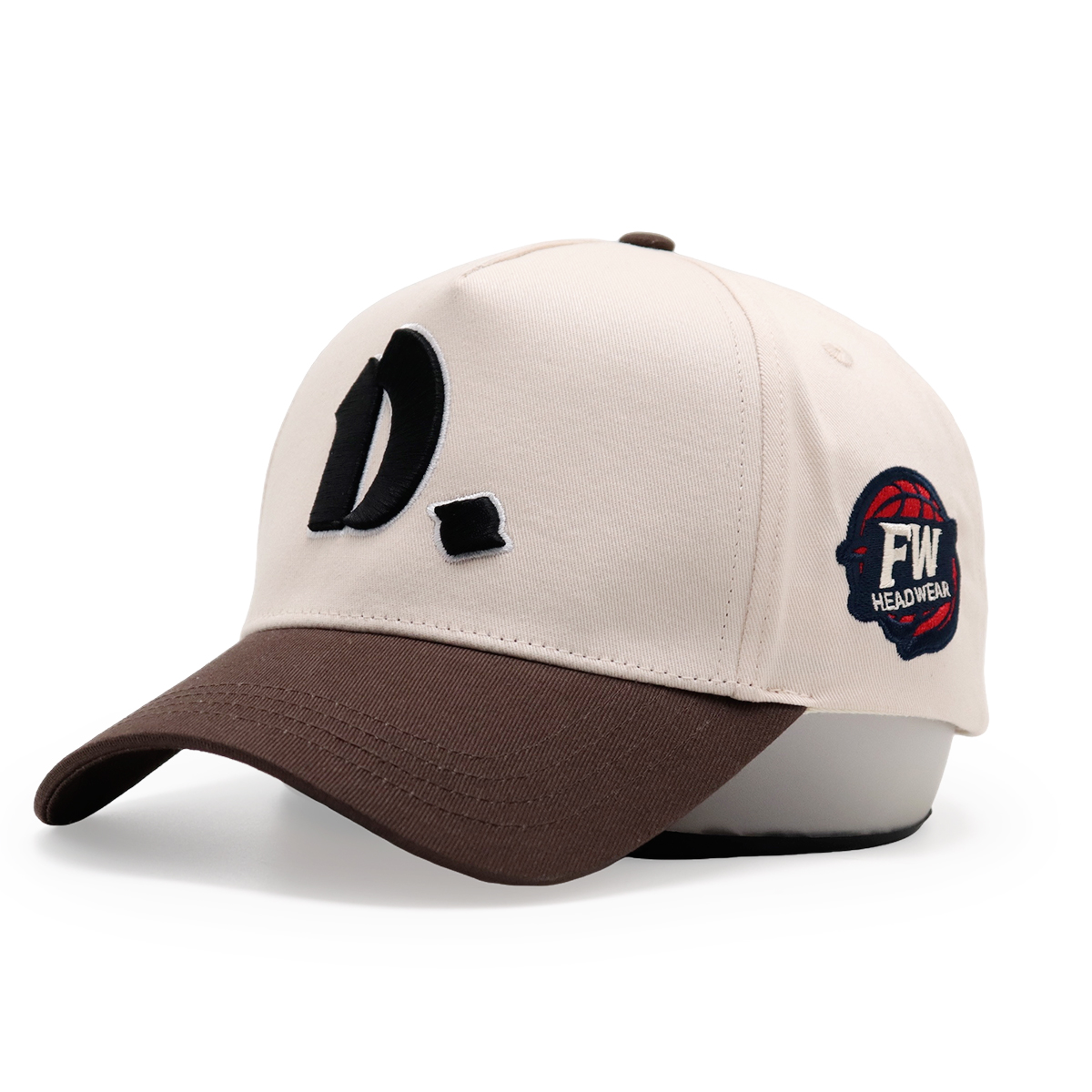 Embroidered Letter Baseball Cap – Retro Contrast Brim Snapback Hat, 3D Letter, Unisex