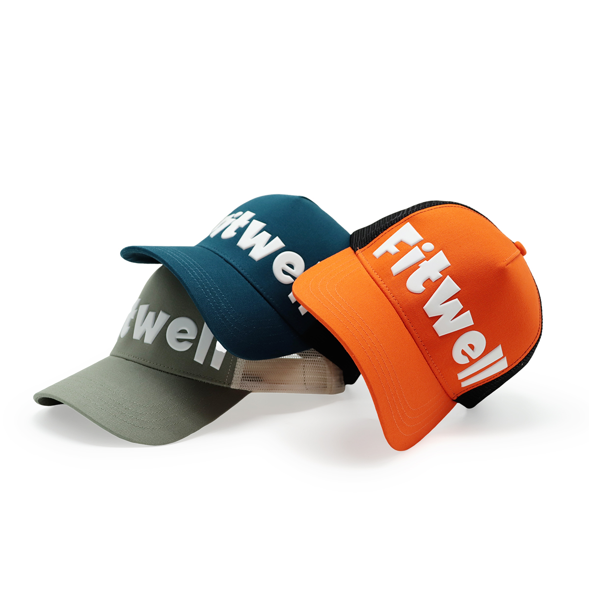 Fitwell High Frequency 3D Logo Trucker Cap, Custom Embossed Mesh Hat, Sports & Casual, Multiple Colors