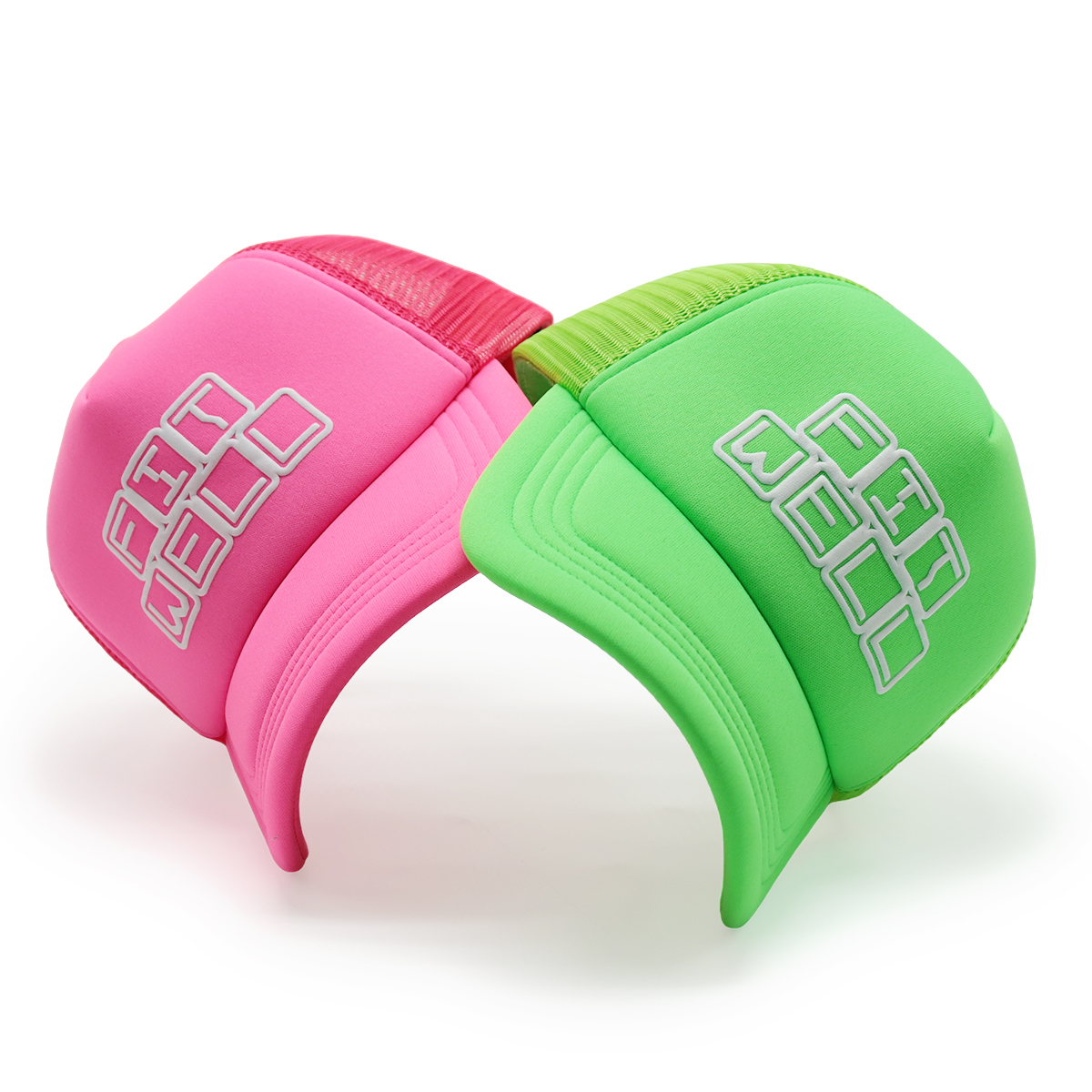 Fitwell Neon Puff Print Trucker Cap, 3D Logo Mesh Hat, Trendy Sports Adjustable Snapback