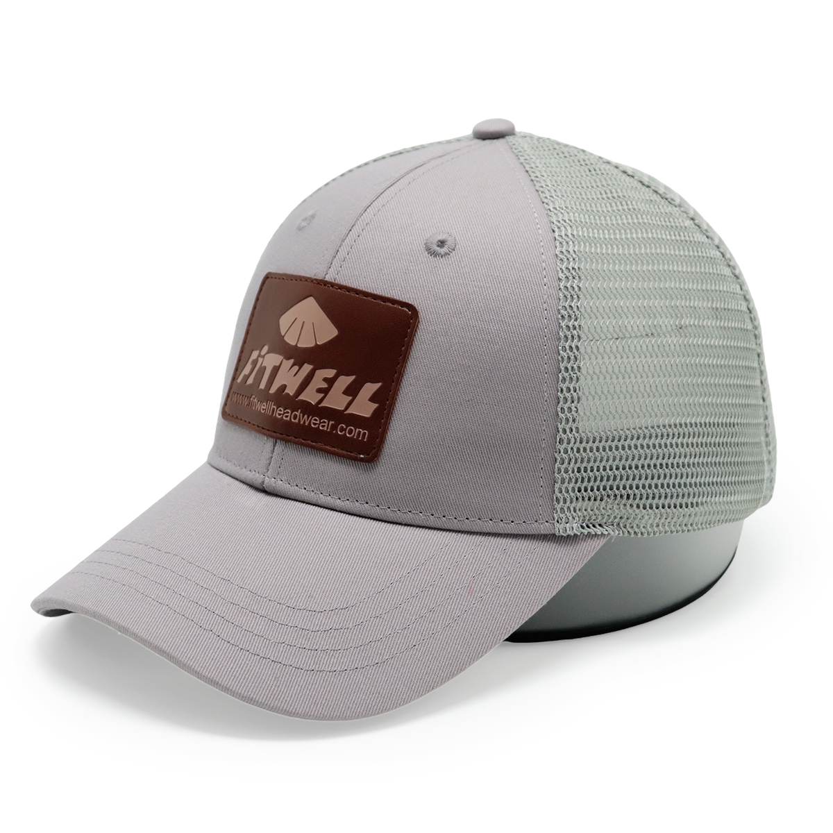 Fitwell Leather Patch Mesh Trucker Hat | Classic Unisex Baseball Cap