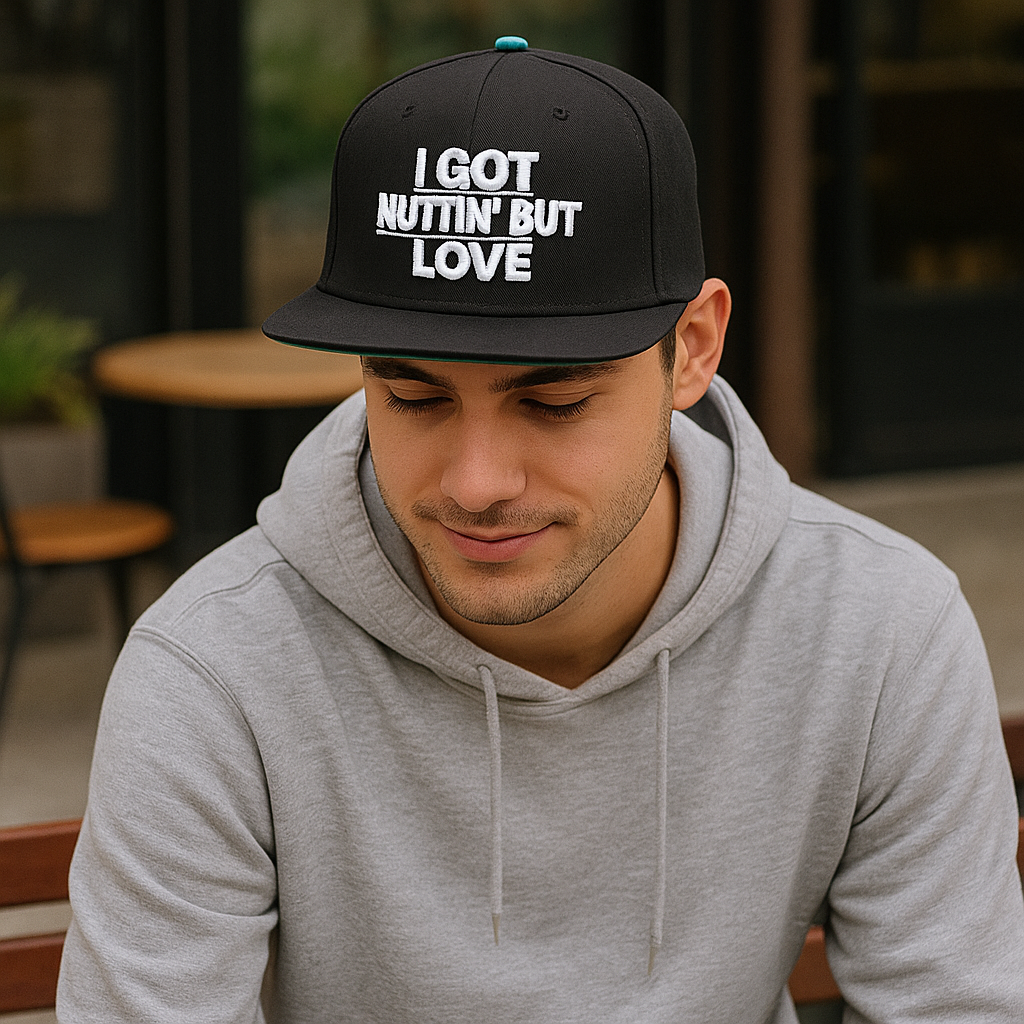 I GOT NUTTIN' BUT LOVE 3D Embroidered Black Snapback Hat