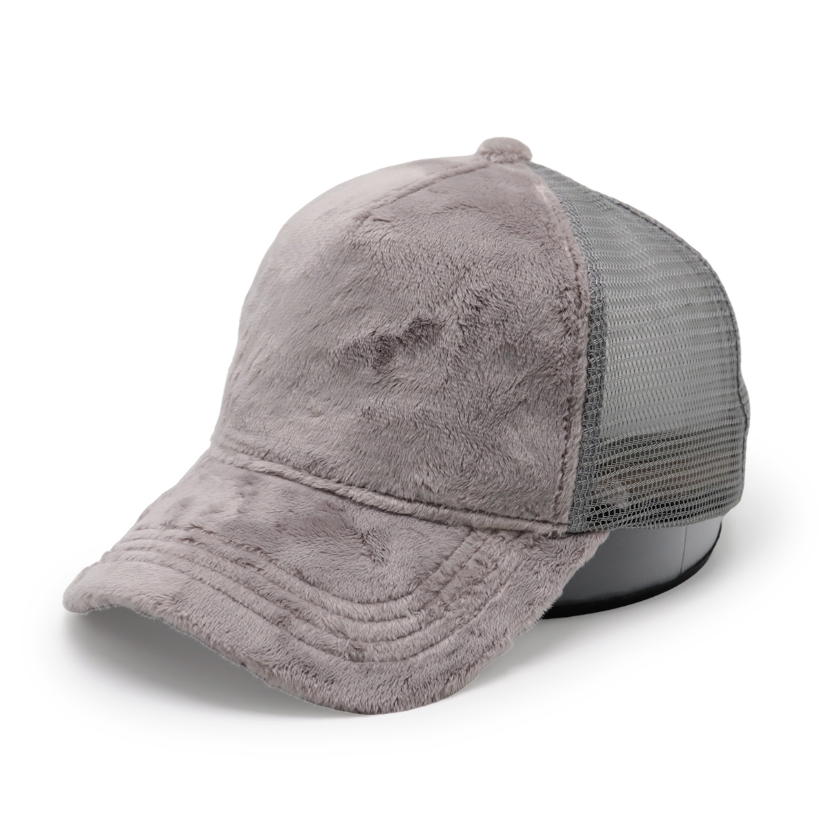 Solid Color Plush Trucker Cap – Soft Faux Fur Mesh Adjustable Hat