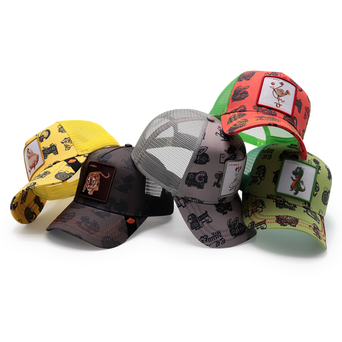 Yellow Cartoon Chicken Trucker Hat – FITWELL Embroidered Animal Mesh Baseball Cap for Men and Women