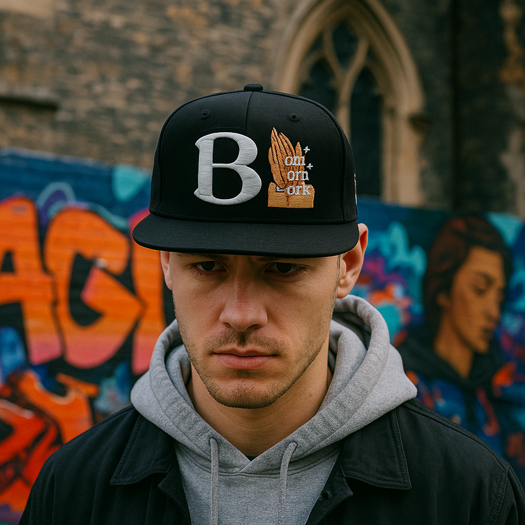 B Letter & Praying Hands 3D Embroidered Snapback Hat