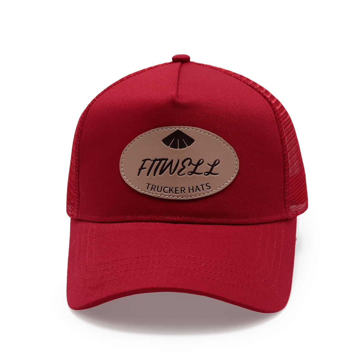 Custom Leather Patch Trucker Hat – Mesh Back Snapback Cap with Logo Badge