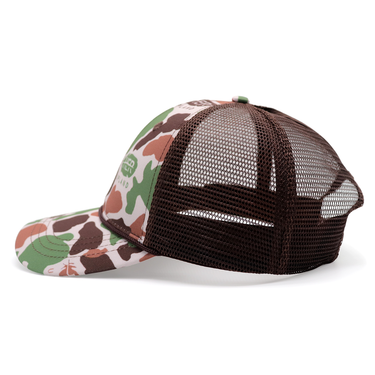 Curved Brim Rope Custom Trucker Hats – Camo Mesh Adjustable Cap Design Your Own Logo