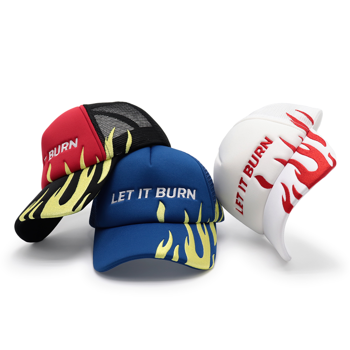 Flame Embroidered Trucker Cap - &quotLET IT BURN