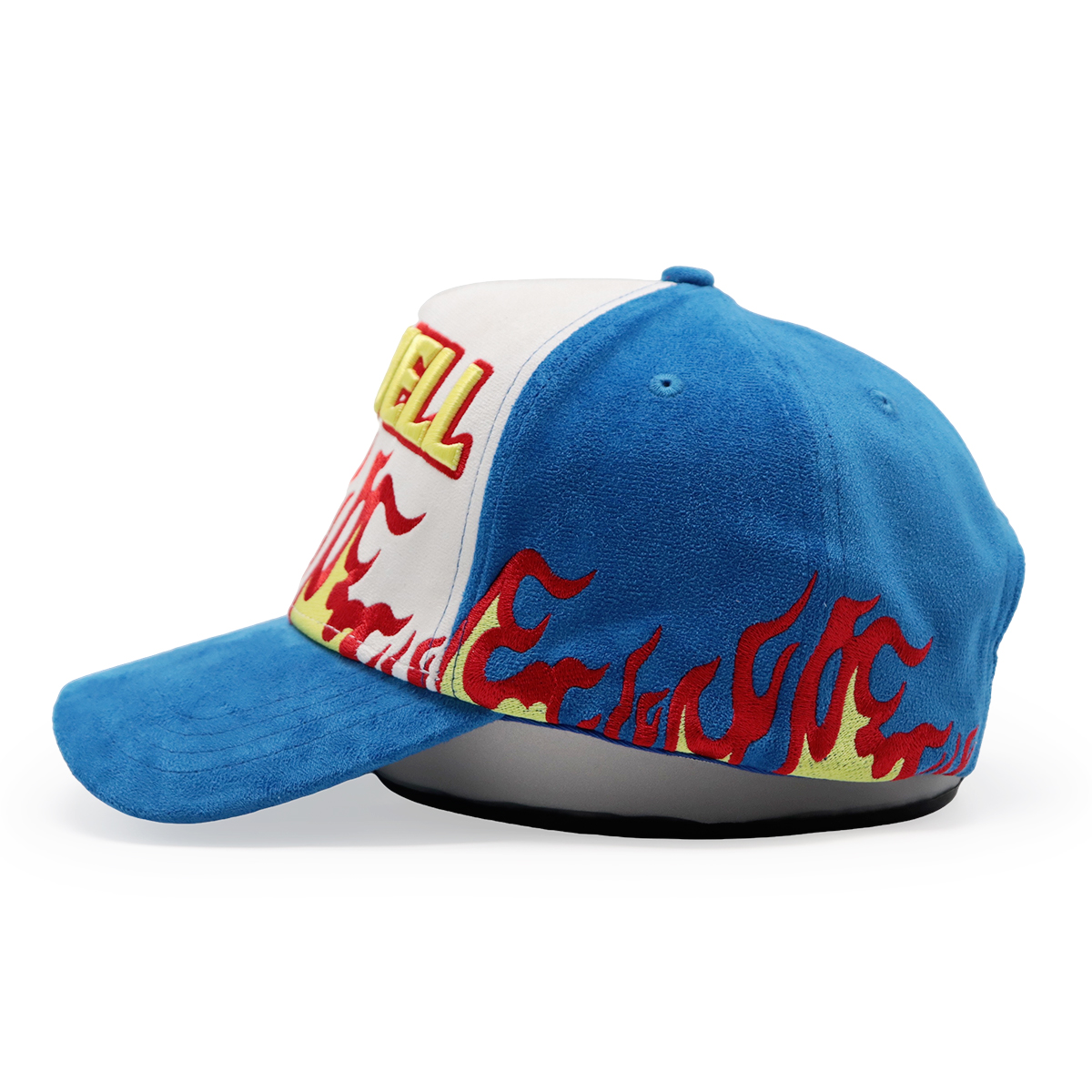 Faux Suede Flame Embroidered Baseball Cap – Trendy Streetwear, Unisex, Adjustable