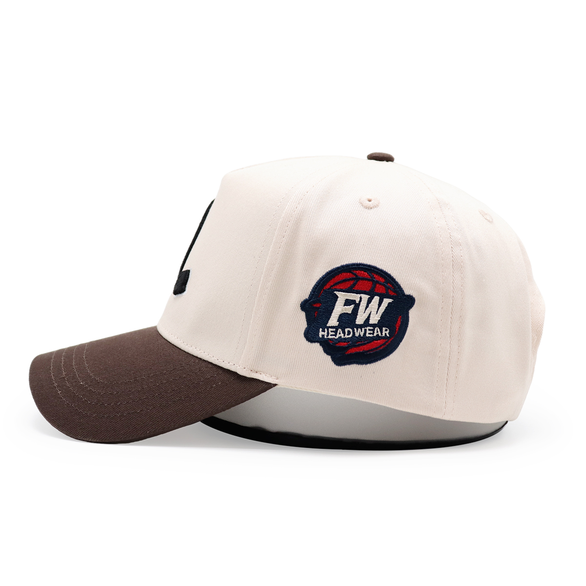 Embroidered Letter Baseball Cap – Retro Contrast Brim Snapback Hat, 3D Letter, Unisex