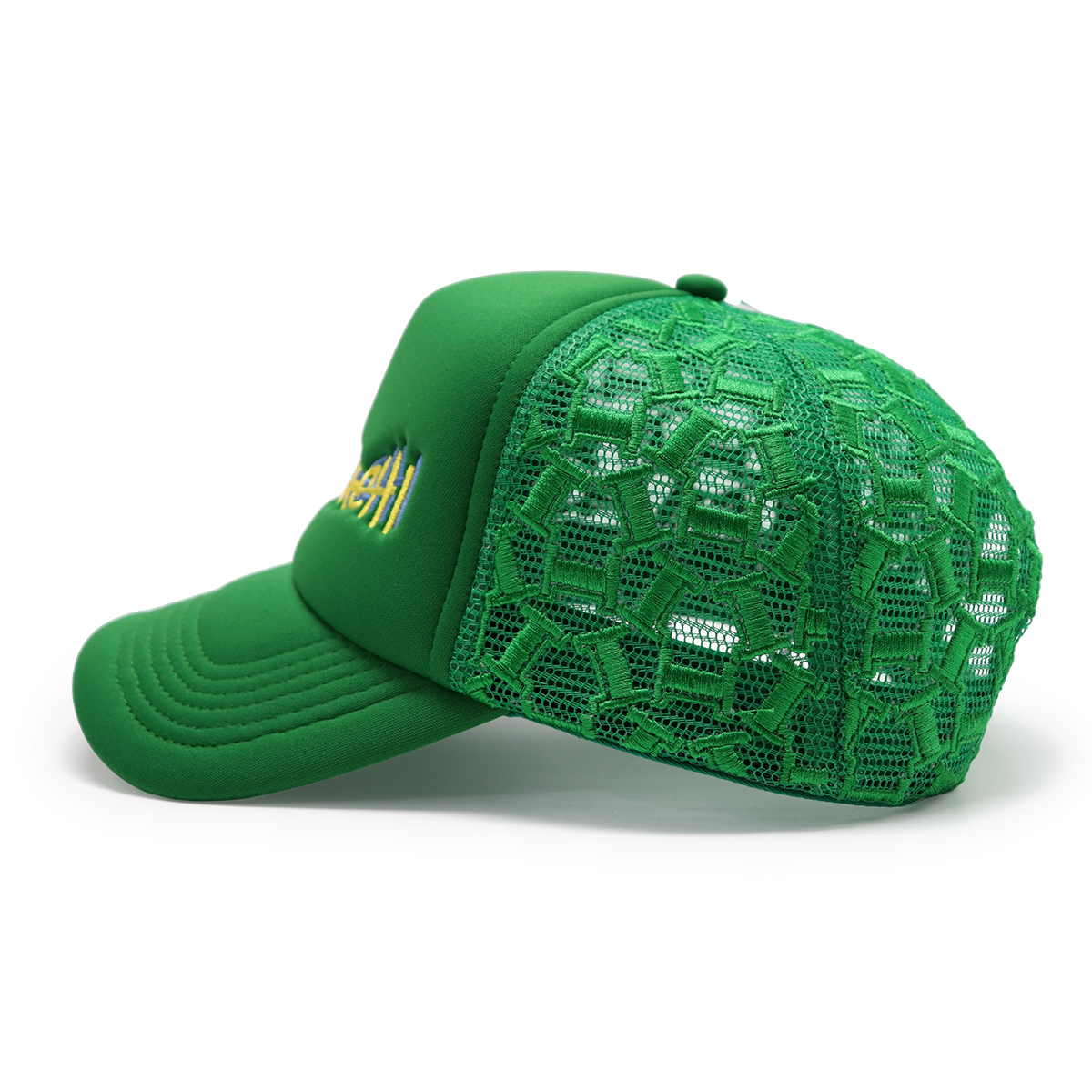 IMASINASHI Custom Trucker Hats with 3D Embroidery and Geometric Mesh