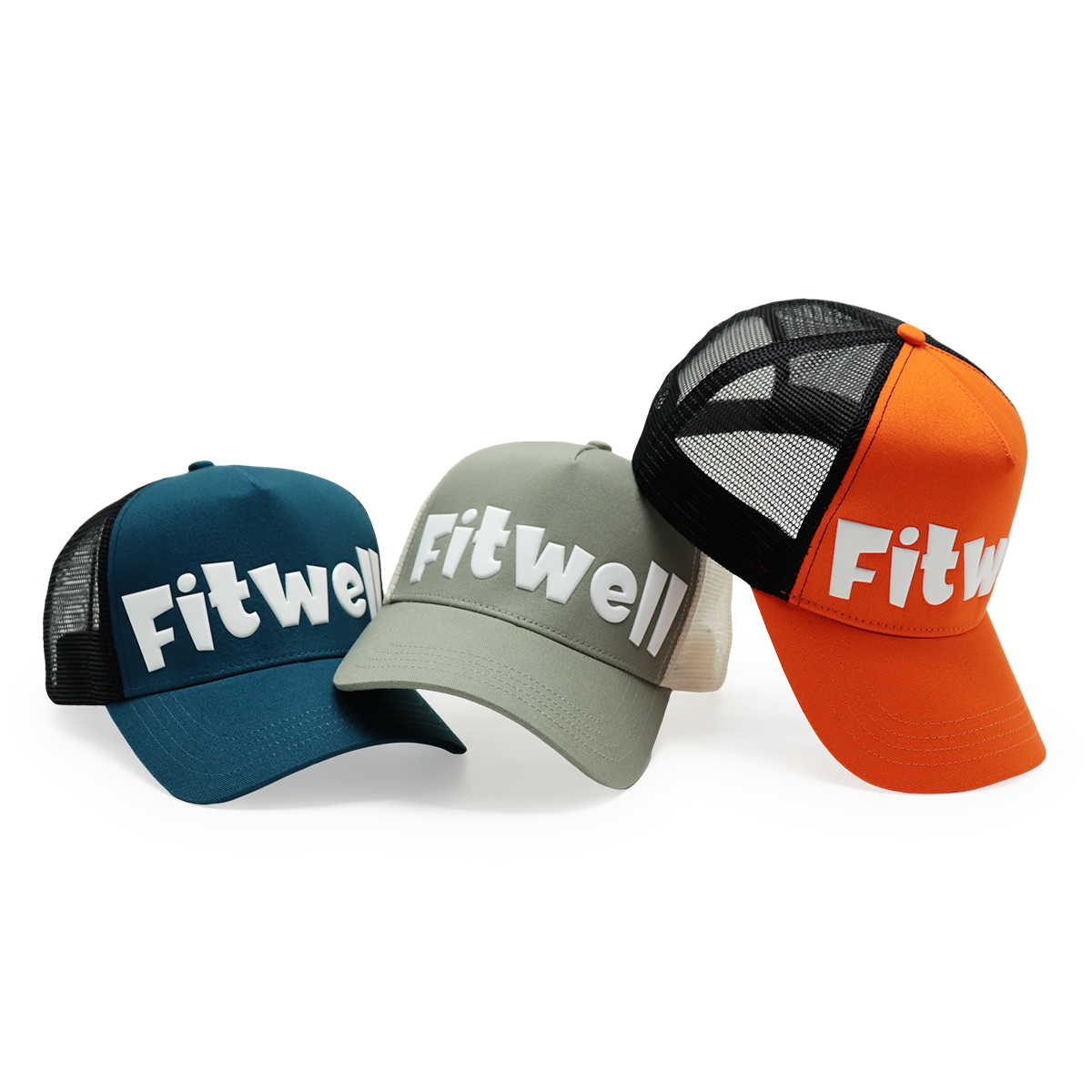 Fitwell High Frequency 3D Logo Trucker Cap, Custom Embossed Mesh Hat, Sports & Casual, Multiple Colors