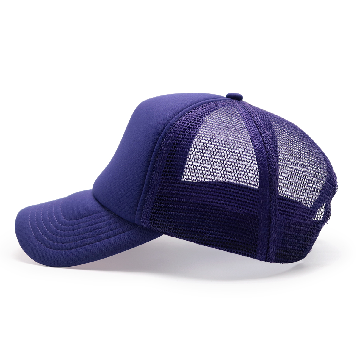 Adjustable Navy Blue Purple Trucker Cap with Mesh Back for Outdoor Sports